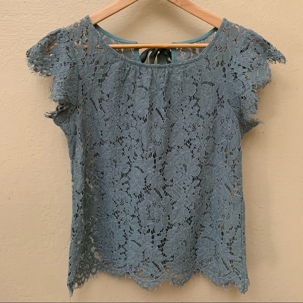 Small Delicate Gray See Through Floral Blouse